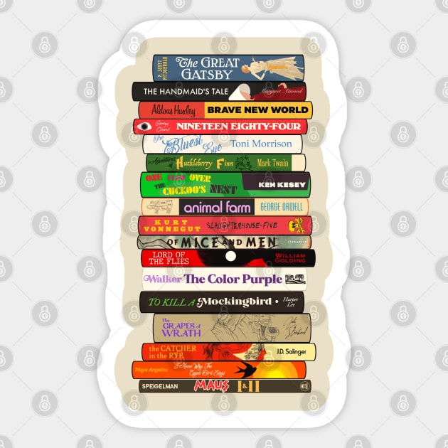 Classic Banned Books Stack Sticker by darklordpug